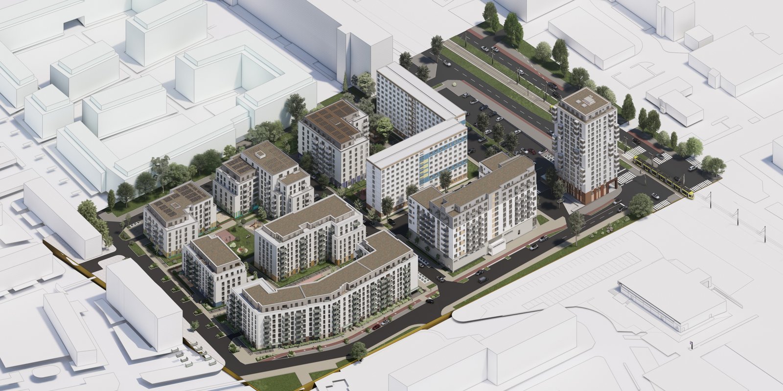 Projektentwicklung: Allee der Kosmonauten, Blick von Südost