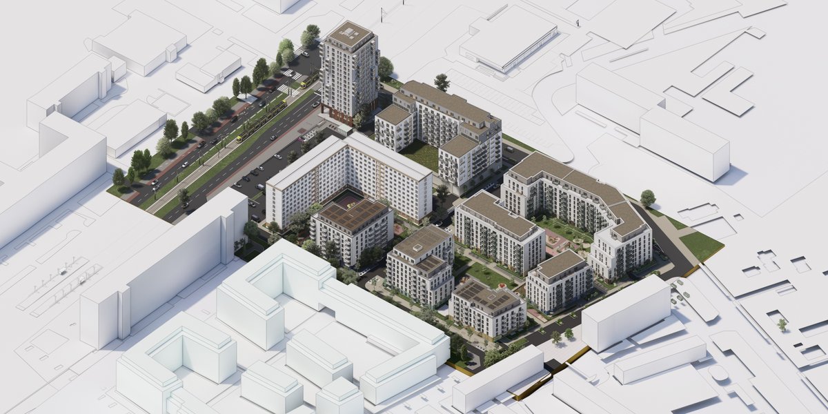 Projektentwicklung: Allee der Kosmonauten, Blick von Südwest